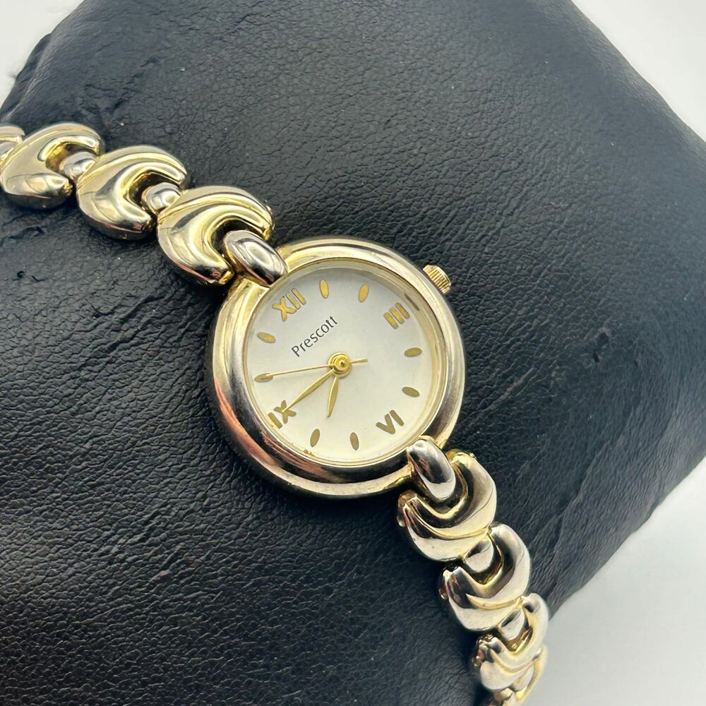 Prescott Women’s Gold Tone Bracelet Roman Numeral Dial Quartz Watch New Battery - Picture 3 of 7